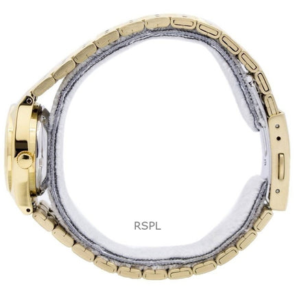 Kunnostettu Seiko 5 kultasävyinen ruostumaton teräs kullanvärinen kellotaulu automaattinen SYMA04K1 naisten kello