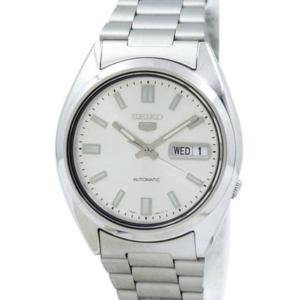 Kunnostettu Seiko 5 ruostumattomasta teräksestä valmistettu valkoinen kellotaulu SNXS73K1 miesten kello