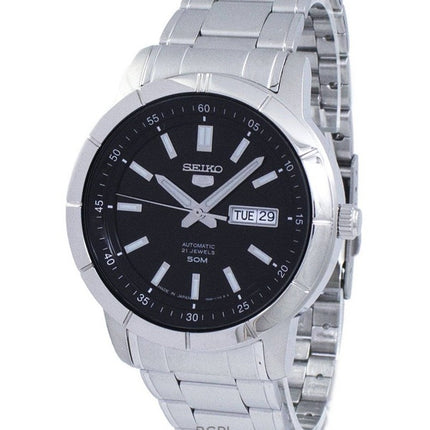 Kunnostettu Seiko 5 ruostumattomasta teräksestä valmistettu musta kellotaulu SNKN55J1 miesten kello