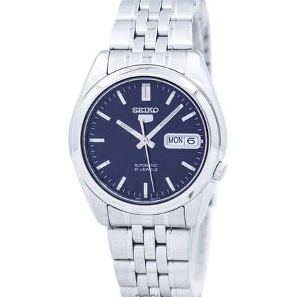 Kunnostettu Seiko 5 ruostumattomasta teräksestä valmistettu tummansininen kellotaulu automaattinen SNK357K1 miesten kello