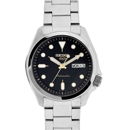 Kunnostettu Seiko 5 Sports ruostumattomasta teräksestä valmistettu musta kellotaulu automaattinen SRPE57K1 100M miesten kello