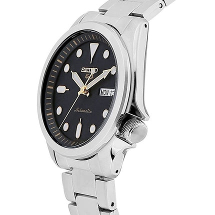 Kunnostettu Seiko 5 Sports ruostumattomasta teräksestä valmistettu musta kellotaulu automaattinen SRPE57K1 100M miesten kello