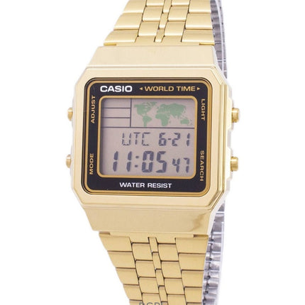 Kunnostettu Casio Digital Gold Tone ruostumattomasta teräksestä valmistettu kvartsi A500WGA-1DF miesten kello