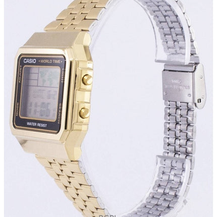 Kunnostettu Casio Digital Gold Tone ruostumattomasta teräksestä valmistettu kvartsi A500WGA-1DF miesten kello