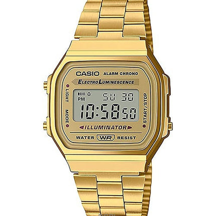 Kunnostettu Casio Digital Gold Tone ruostumaton teräs A168WG-9WDF Unisex kello
