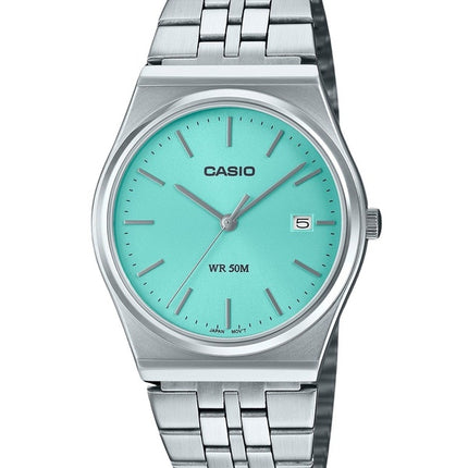 Kunnostettu Casio Standard Analoginen ruostumattomasta teräksestä valmistettu turkoosi kellotaulu kvartsi MTP-B145D-2A1 miesten kello