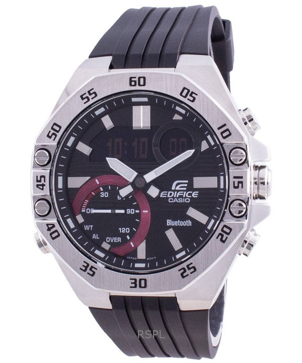 Kunnostettu Casio Edifice Smartphone Link Analoginen digitaalinen hartsihihna musta kellotaulu kvartsi ECB-10P-1A 100M miesten kello