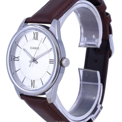 Kunnostettu Casio Analoginen nahkaranneke hopea kellotaulu kvartsi MTP-V005L-7B5 miesten kello