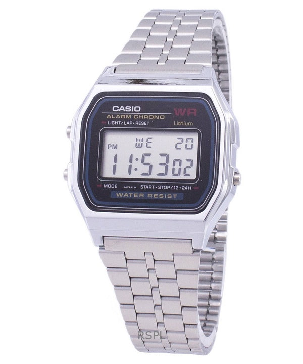 Kunnostettu Casio Vintage digitaalinen ruostumattomasta teräksestä valmistettu kvartsi A159WA-N1DF miesten kello