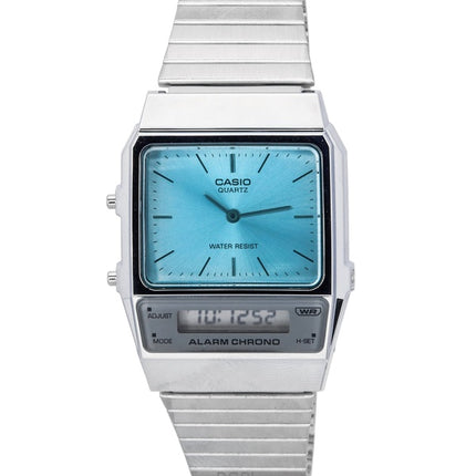 Kunnostettu Casio Vintage analoginen digitaalinen ruostumattomasta teräksestä valmistettu kvartsi AQ-800EC-2A Unisex kello