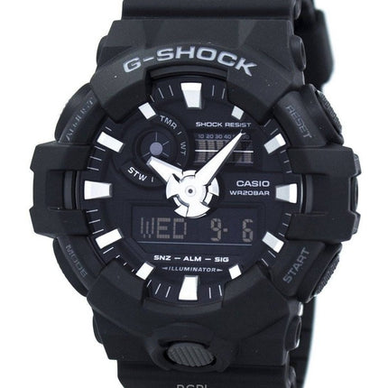 Kunnostettu Casio G-Shock analoginen digitaalinen hartsihihna, musta kellotaulu GA-700-1B 200M miesten kello
