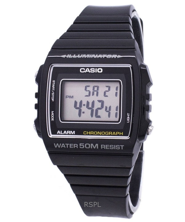 Kunnostettu Casio digitaalinen kronografihartsihihna kvartsi W-215H-1AVDF Unisex kello