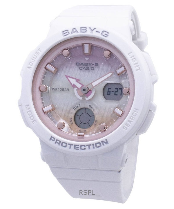 Kunnostettu Casio Baby-G analoginen digitaalinen valkoinen kellotaulu kvartsi BGA-250-7A2 100M naisten kello