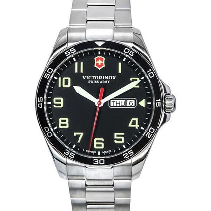 Victorinox Sveitsin armeijan FieldForce ruostumattomasta teräksestä valmistettu musta kellotaulu kvartsi 241849 100M miesten kel