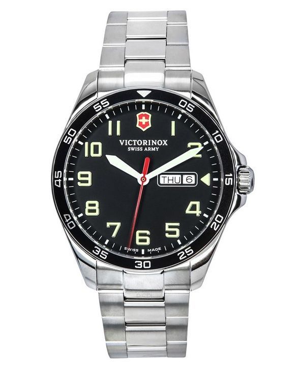 Victorinox Sveitsin armeijan FieldForce ruostumattomasta teräksestä valmistettu musta kellotaulu kvartsi 241849 100M miesten kel