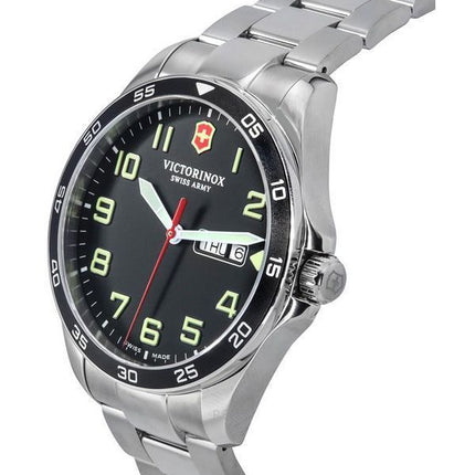 Victorinox Sveitsin armeijan FieldForce ruostumattomasta teräksestä valmistettu musta kellotaulu kvartsi 241849 100M miesten kel