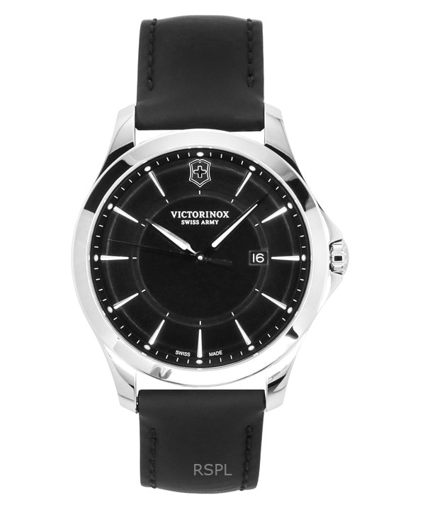 Victorinox Alliance nahkaranneke mustalla kellotaululla kvartsi 241904 100M miesten kello veitsisetillä