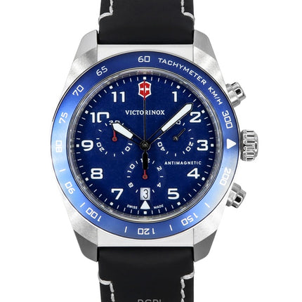 Victorinox Swiss Army Chronograph -kvartsikello, sininen kellotaulu, nahkaranneke, 242047, miesten kello