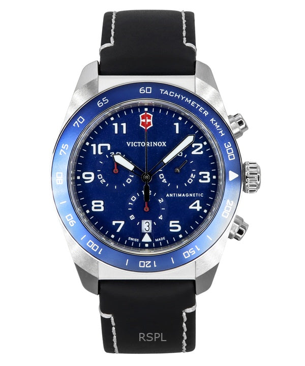 Victorinox Swiss Army Chronograph -kvartsikello, sininen kellotaulu, nahkaranneke, 242047, miesten kello