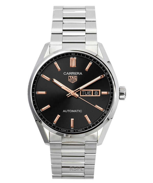 Tag Heuer Carrera ruostumattomasta teräksestä valmistettu musta kellotaulu automaattinen WBN2013.BA0640 100M miesten kello