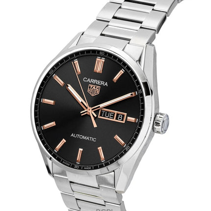 Tag Heuer Carrera ruostumattomasta teräksestä valmistettu musta kellotaulu automaattinen WBN2013.BA0640 100M miesten kello