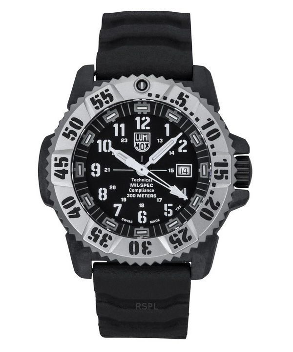 Luminox MIL-SPEC kumi- ja nailonhihna musta kellotaulu Quartz Diver',s XL.3351.1.SET 300M miesten kello lisähihnalla