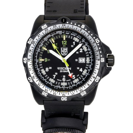 Luminox Recon Nav Spec GMT -kumiranneke, musta kellotaulu, kvartsi, sukeltajan XL.8837.SET 200M miesten kello