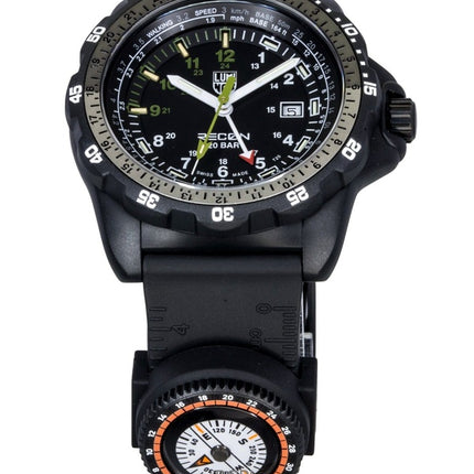 Luminox Recon Nav Spec GMT -kumiranneke, musta kellotaulu, kvartsi, sukeltajan XL.8837.SET 200M miesten kello