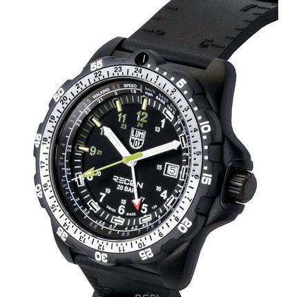 Luminox Recon Nav Spec GMT -kumiranneke, musta kellotaulu, kvartsi, sukeltajan XL.8837.SET 200M miesten kello