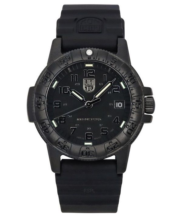 Luminox nahkaselkä SEA Turtle silikoniranneke musta kellotaulu kvartsi XS.0301.BO.L 100M miesten kello