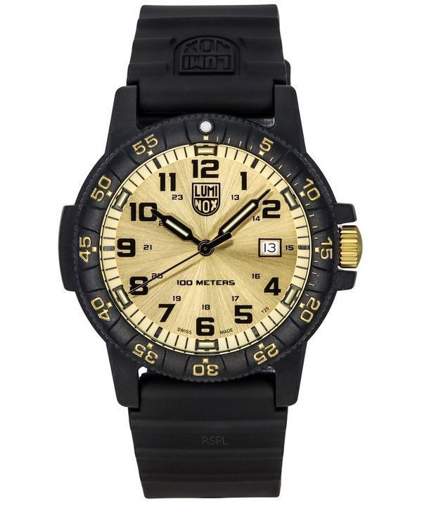 Luminox merikilpikonna jättimäinen muovihihna kultainen kellotaulu kvartsi XS.0325.GP 100M miesten kello