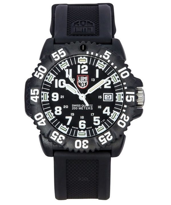 Luminox Alkuperäinen NAVY Seal -kumihihna Musta kellotaulu Quartz Diver's XS.3051.F 200M miesten kello