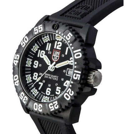 Luminox Alkuperäinen NAVY Seal -kumihihna Musta kellotaulu Quartz Diver's XS.3051.F 200M miesten kello