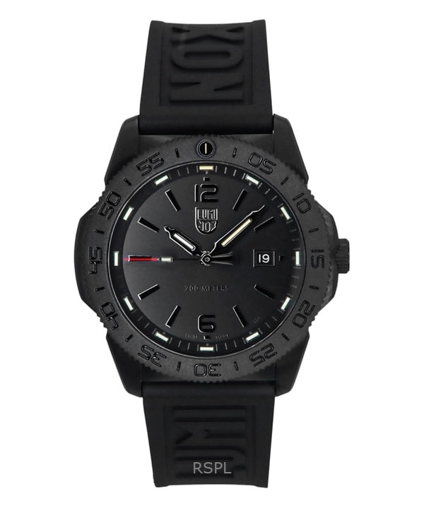 Luminox Pacific Diver -kumisella hihnalla varustettu musta kellotauluinen kvartsi XS.3121.BO.1 200M miesten kello