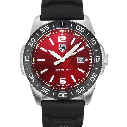 Luminox Pacific Diver -kumisella hihnalla varustettu punainen kellotaulu kvartsi XS.3135 200M miesten kello