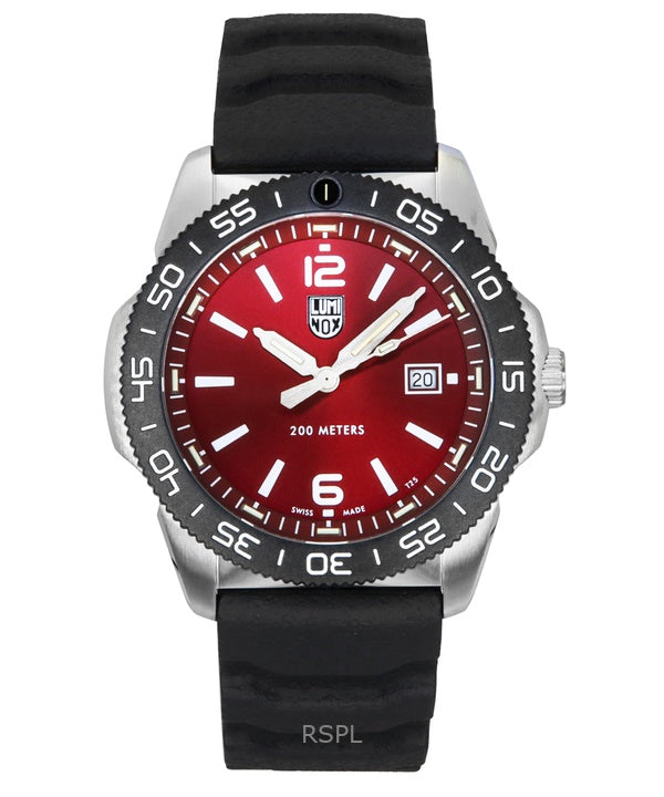 Luminox Pacific Diver -kumisella hihnalla varustettu punainen kellotaulu kvartsi XS.3135 200M miesten kello