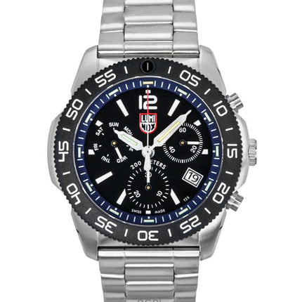 Luminox Pacific Diver Chronograph ruostumattomasta teräksestä valmistettu musta kellotaulu kvartsi XS.3143.M 200M miesten kello