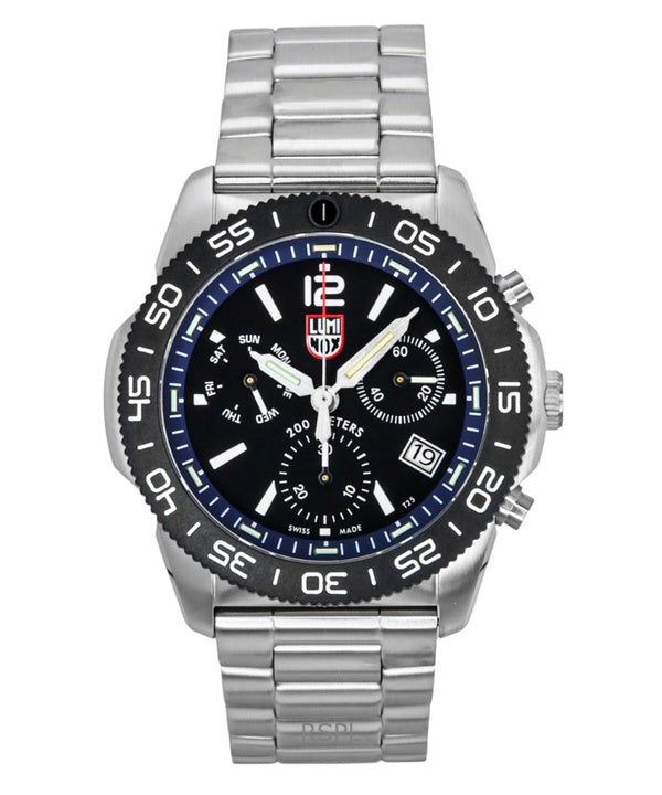 Luminox Pacific Diver Chronograph ruostumattomasta teräksestä valmistettu musta kellotaulu kvartsi XS.3143.M 200M miesten kello