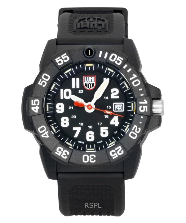 Luminox Navy Seal -kumiranneke, musta kellotaulu, kvartsi, sukeltajan XS.3501.F 200M miesten kello
