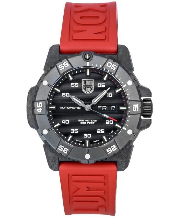 Luminox Master hiilitiiviste kumihihna musta kellotaulu automaattinen sukeltaja XS.3875 200M miesten kello