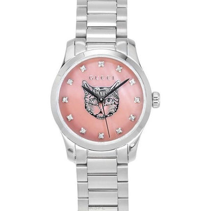 Gucci G-Timeless Diamond Accents Rosa Perlmutt Zifferblatt Quarz YA1265025 Damenuhr
