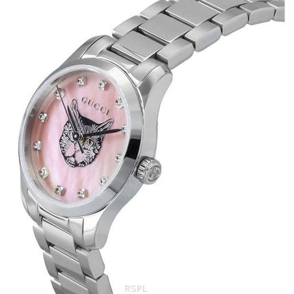 Gucci G-Timeless Diamond Accents Rosa Perlmutt Zifferblatt Quarz YA1265025 Damenuhr