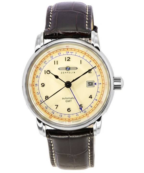 Zeppelin LZ 126 Los Angeles GMT nahkahihna beige kellotaulu, automaattinen 76685 miesten kello