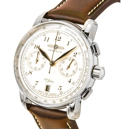 Zeppelin 100 Jahre Chronograph nahkaranneke beige kellotaulu Quartz 76746 miesten kello
