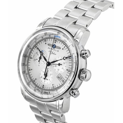 Zeppelin 100 Jahre Chronograph ruostumaton teräs valkoinen kellotaulu kvartsi 7680MB1 miesten kello