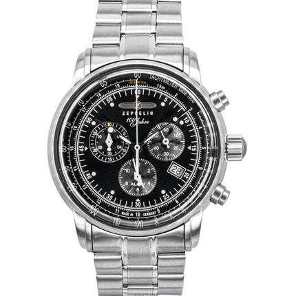 Zeppelin 100 Jahre Chronograph ruostumaton teräs musta kellotaulu kvartsi 7680 MB2 miesten kello