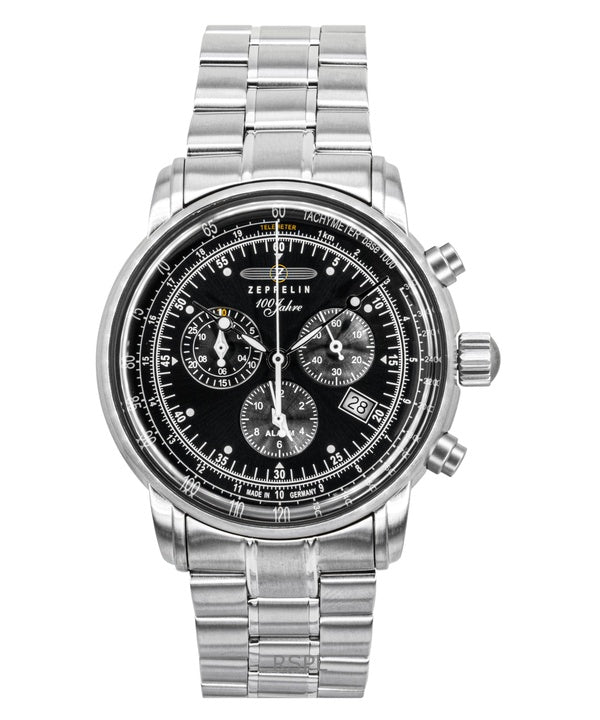 Zeppelin 100 Jahre Chronograph ruostumaton teräs musta kellotaulu kvartsi 7680 MB2 miesten kello