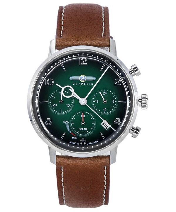 Zeppelin LZ129 Hindenburg Chronograph tummanvihreä biogranulaattikellotaulu Solar 80864N miesten kello