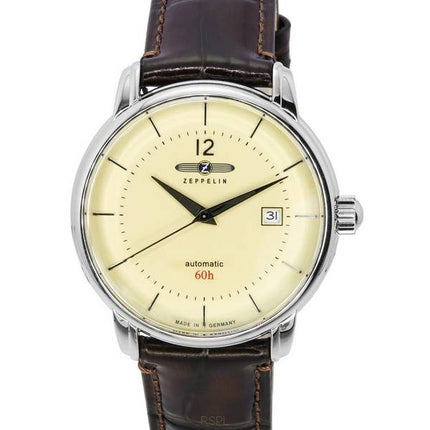 Zeppelin LZ 120 Bodensee nahkaranneke beige kellotaulu automaattinen 81605 miesten kello