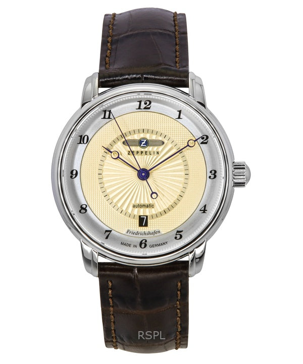 Zeppelin Friedrichshafen nahkaranneke kultasävyinen kellotaulu automaattinen 85565 miesten kello